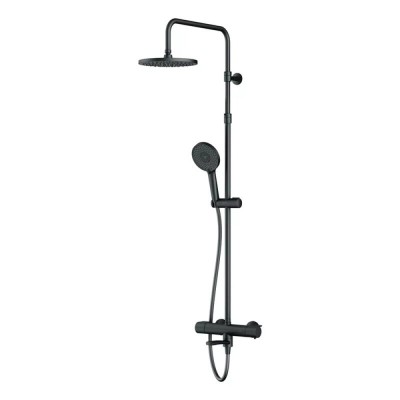 Душевая система Am.Pm X-Joy F0785A522 с термостатом, с изливом, черный матовый