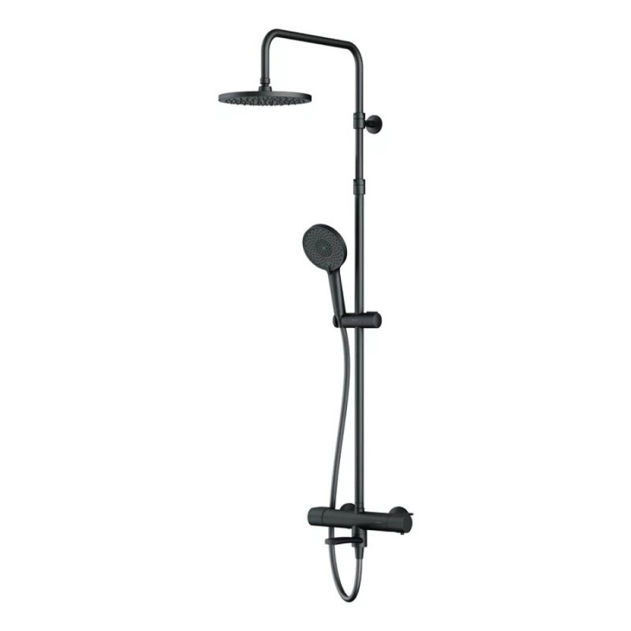 Душевая система Am.Pm X-Joy F0785A522 с термостатом, с изливом, черный матовый