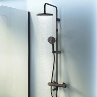 Душевая система Am.Pm X-Joy F0785A522 с термостатом, с изливом, черный матовый