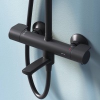 Душевая система Am.Pm X-Joy F0785A522 с термостатом, с изливом, черный матовый