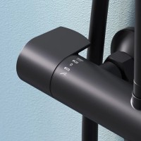 Душевая система Am.Pm X-Joy F0785A522 с термостатом, с изливом, черный матовый