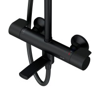 Душевая система Am.Pm X-Joy F0785A522 с термостатом, с изливом, черный матовый
