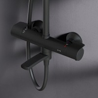 Душевая система Am.Pm X-Joy F0785A522 с термостатом, с изливом, черный матовый