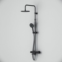 Душевая система Am.Pm X-Joy F0785A522 с термостатом, с изливом, черный матовый