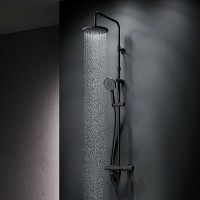 Душевая система Am.Pm X-Joy F0785A522 с термостатом, с изливом, черный матовый