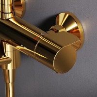 Душевая система Am.Pm X-Joy F0785A599 с термостатом, с изливом, золото