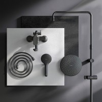 Душевая система Am.Pm Sunny F0785C922 со смесителем, с изливом, черный матовый