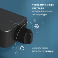 Душевая система Am.Pm Func F078F222, термостатическая, цвет черный матовый