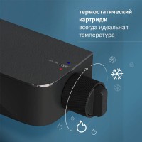 Душевая система Am.Pm Func, термостатическая, с изливом, черный матовый, F078F322