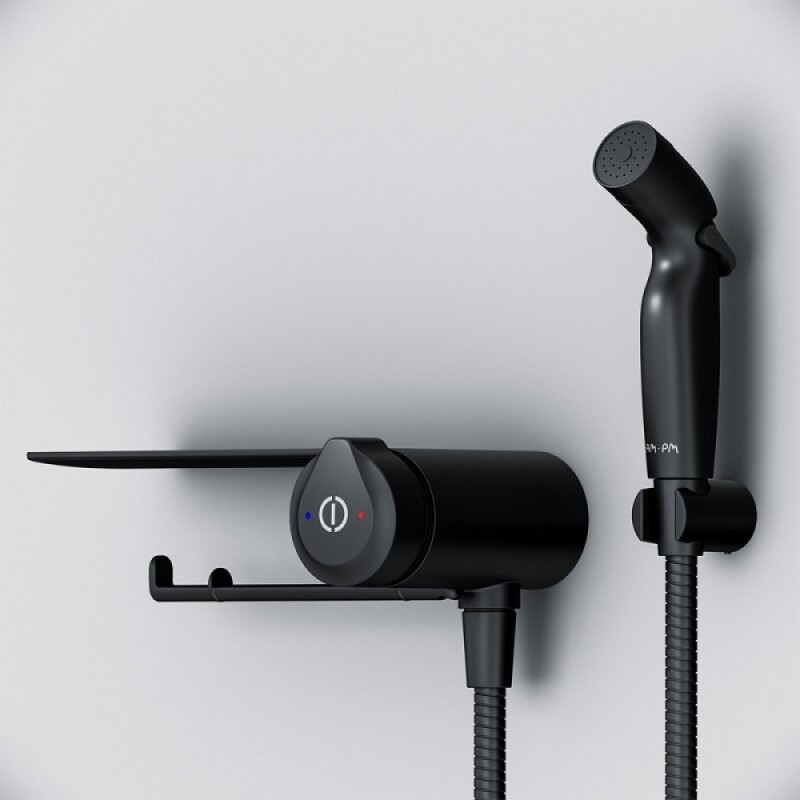 Гигиенический душ Am.Pm X-Joy F0H85A822 со смесителем, с полкой, цвет черный матовый