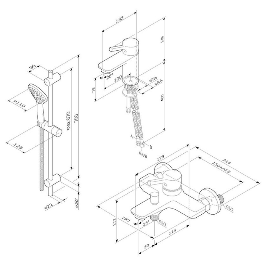 Комплект смесителей AM.PM X-Joy S F40985B00, хром