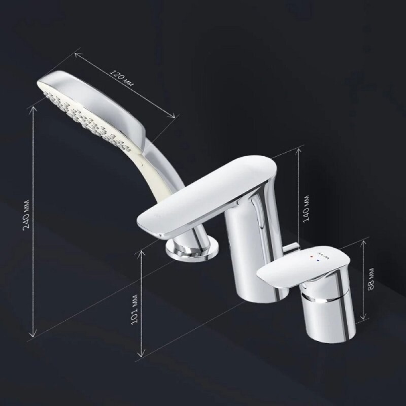 Смеситель Am.Pm Inspire 2.0 F50A01300 на борт ванны, с ручным душем, хром