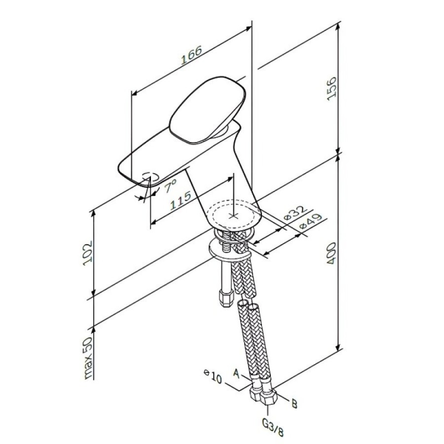 Смеситель Am.Pm Spirit V2.0 F70A02100 для раковины, без донного клапана, хром