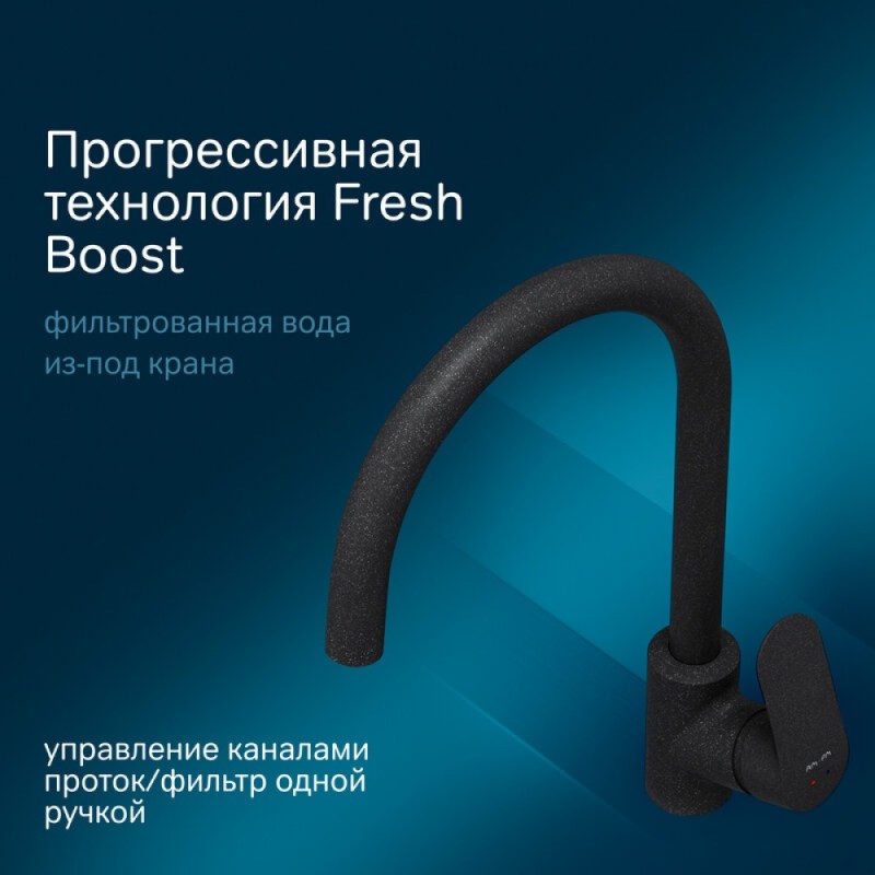 Смеситель Am.Pm Like F8007722 для кухни с каналом для питьевой воды, черный матовый
