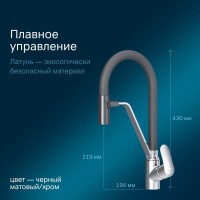 Смеситель Am.Pm Like F8007802 для кухни с каналом для питьевой воды, гибкий излив, черный/хром