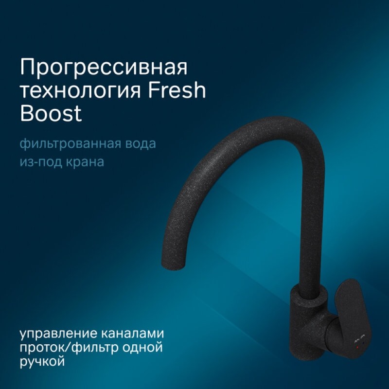 Смеситель Am.Pm Like F8007S22 для кухни с каналом для питьевой воды и фильтром, черный