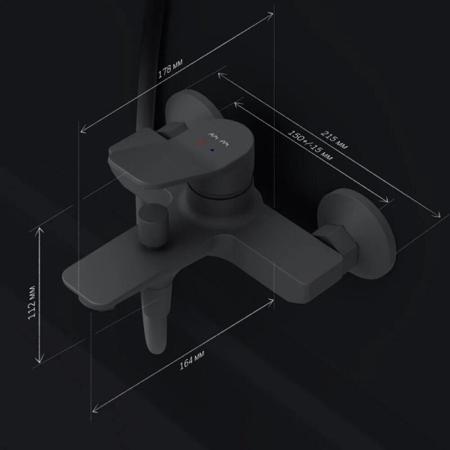 Смеситель Am.Pm X-Joy F85A10022 для ванны и душа, черный матовый