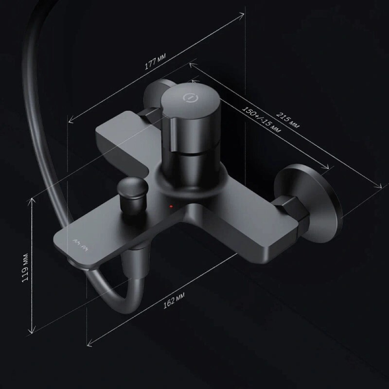 Смеситель Am.Pm X-Joy F85A10522 для ванны и душа, TouchReel, черный матовый