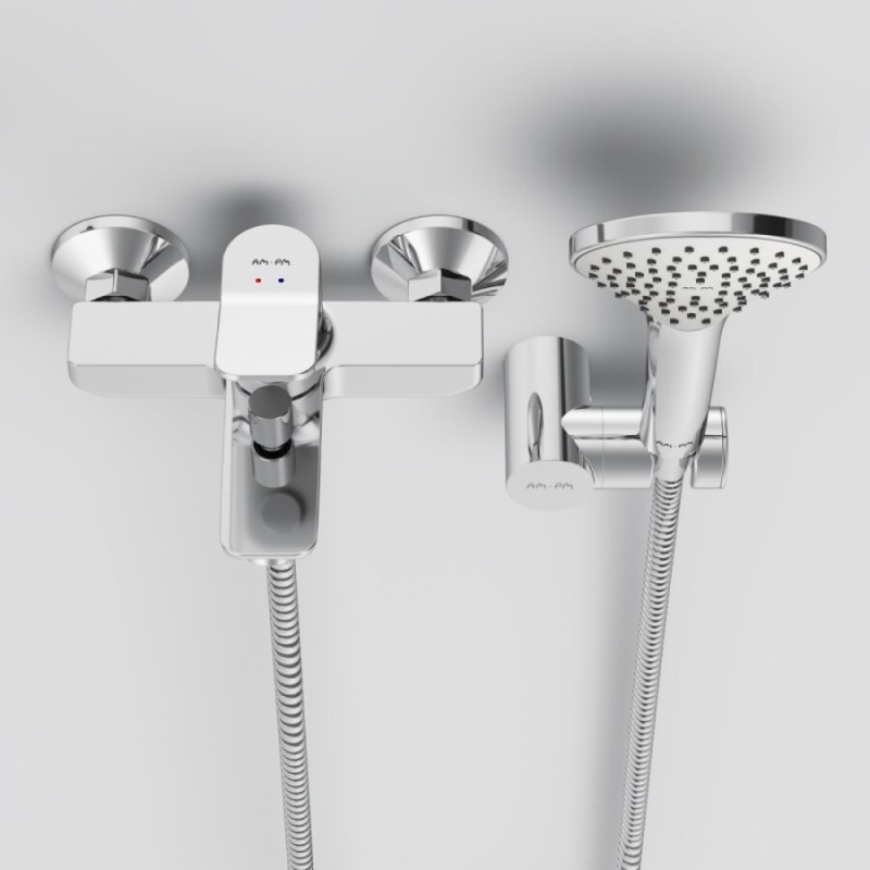 Смеситель AM.PM X-Joy F85A15000 для ванны и душа, с душевым гарнитуром, хром