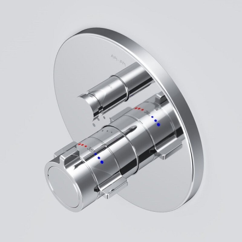 Смеситель Am.Pm X-Joy F85A45600 для ванны и душа, на 2 потребителя, с внутренней частью, термостатический, хром