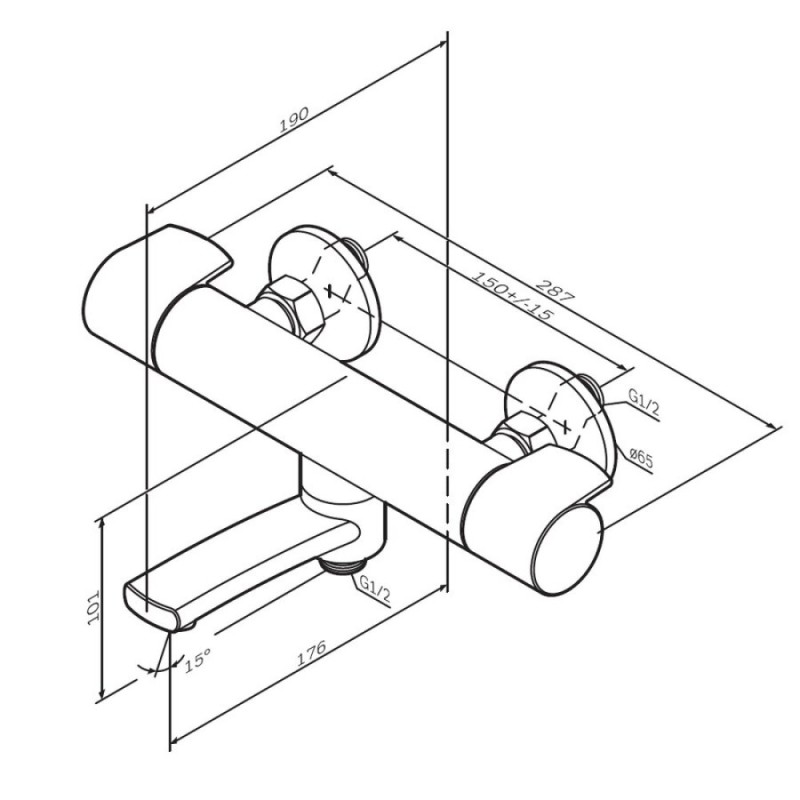 Смеситель для ванны и душа AM.PM X-Joy F85A50000, термостатический, хром