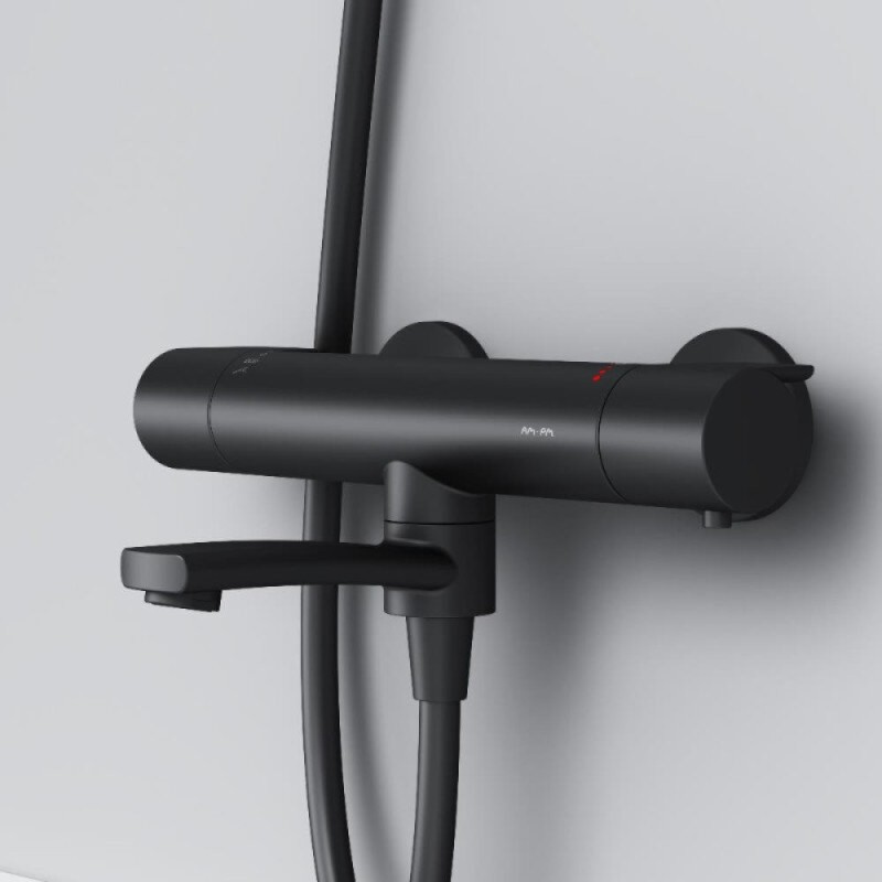 Смеситель для ванны и душа AM.PM X-Joy F85A50022, термостатический, черный
