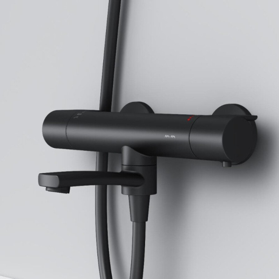 Смеситель для ванны и душа AM.PM X-Joy F85A50022, термостатический, черный