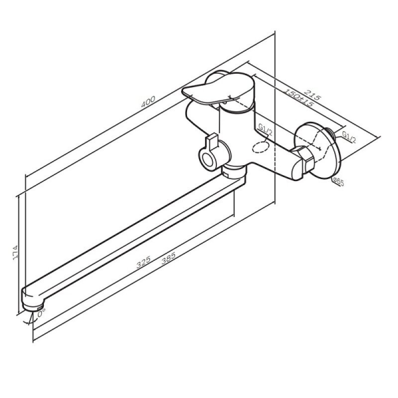 Смеситель для ванны и душа Am.Pm X-Joy F85A90200, с длинным изливом, хром