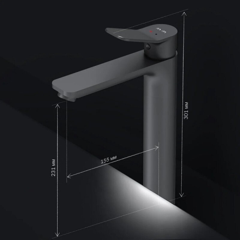 Смеситель Am.Pm X-Joy F85A92022 для раковины, высокий, черный матовый