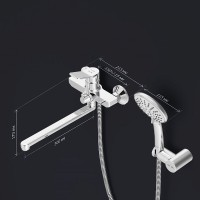 Смеситель Am.Pm X-Joy F85A95000 для ванны и душа, с длинным изливом, с душевым набором, хром