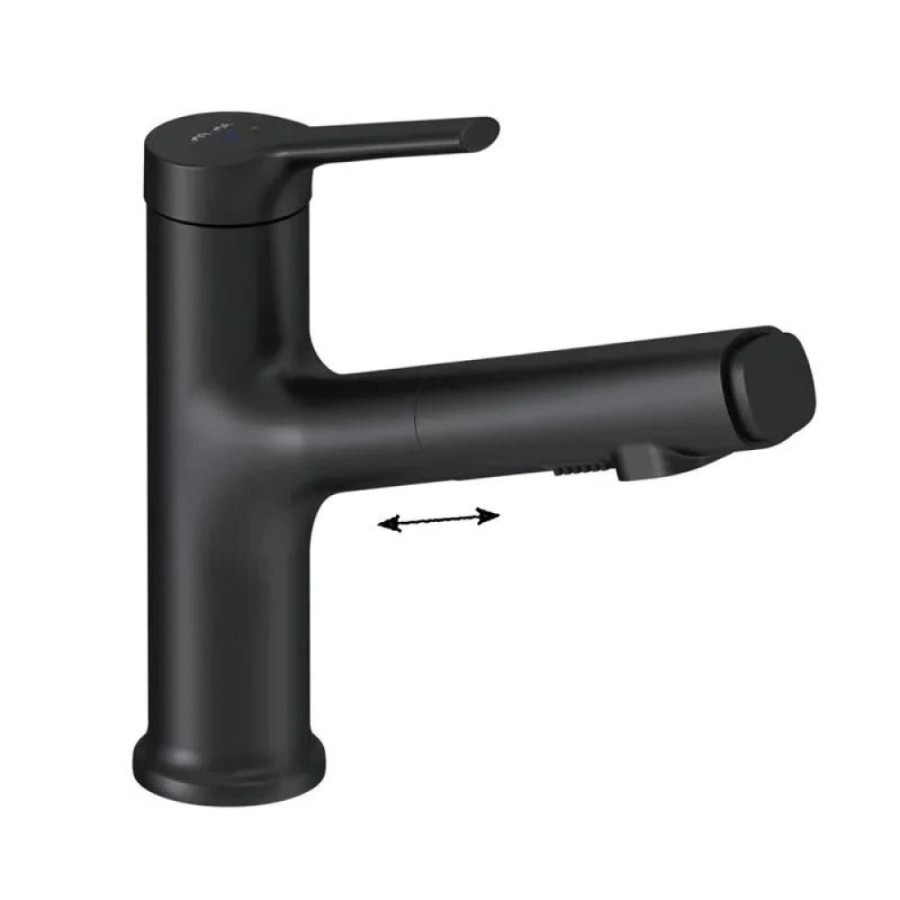 Смеситель Am.Pm X-Joy F85B02922 для раковины, с вытяжным изливом, цвет черный матовый