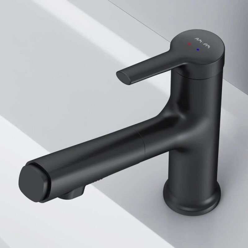 Смеситель Am.Pm X-Joy F85B02922 для раковины, с вытяжным изливом, цвет черный матовый