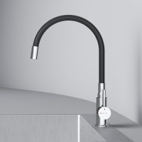 Смеситель для кухонной мойки AM.PM X-Joy S F85B07602, с гибким изливом, черный/хром