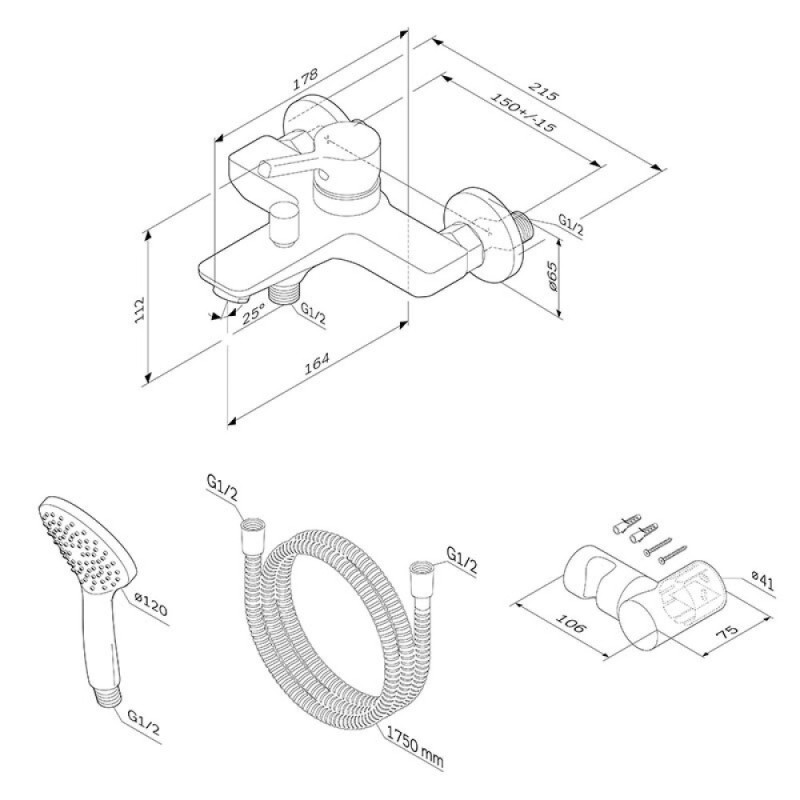 Смеситель Am.Pm X-Joy S F85B15000, с душевым гарнитуром, хром