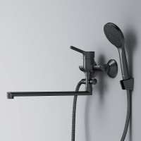 Смеситель Am.Pm X-Joy S F85B90122 для ванны и душа, с длинным изливом, с душевым комплектом, черный матовый