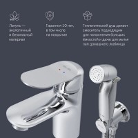 Смеситель Am.Pm Sunny F85C03000 для раковины с гигиеническим душем, хром