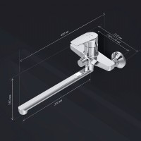 Смеситель Am.Pm Gem F90A90000 для ванны и душа, с длинным изливом, без душевого набора, хром