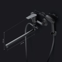 Смеситель Am.Pm Gem F90A90122 для ванны и душа, с длинным изливом, с душевым комплектом, черный матовый