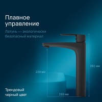 Смеситель Am.Pm Gem F90A92022 для раковины, высокий, без донного клапана, черный матовый
