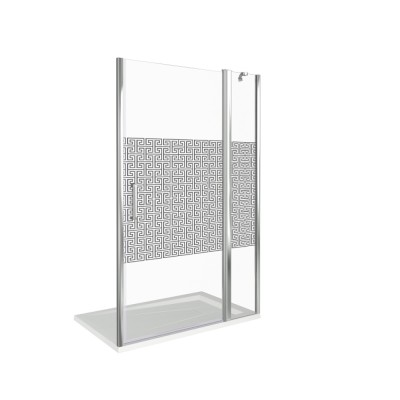 Душевая дверь в нишу Good Door Fantasy WTW-140-F-CH, 140 х 185 см, стекло прозрачное с зеркальным рисунком, хром, ФА00015