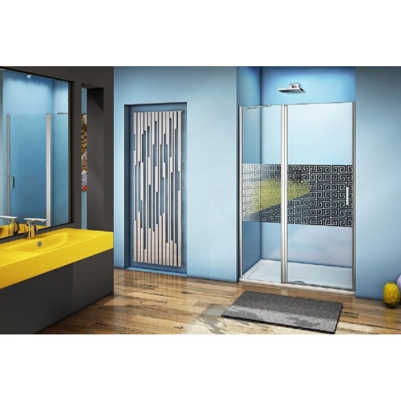 Душевая дверь в нишу Good Door Fantasy WTW-140-F-CH, 140 х 185 см, стекло прозрачное с зеркальным рисунком, хром, ФА00015