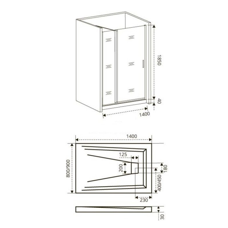 Душевая дверь в нишу Good Door Fantasy WTW-140-F-CH, 140 х 185 см, стекло прозрачное с зеркальным рисунком, хром, ФА00015