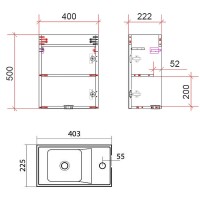 Тумба под раковину Art&Max Family-400-1D-SO-CV, 40 x 22.5 x 59.5 см подвесная, серый