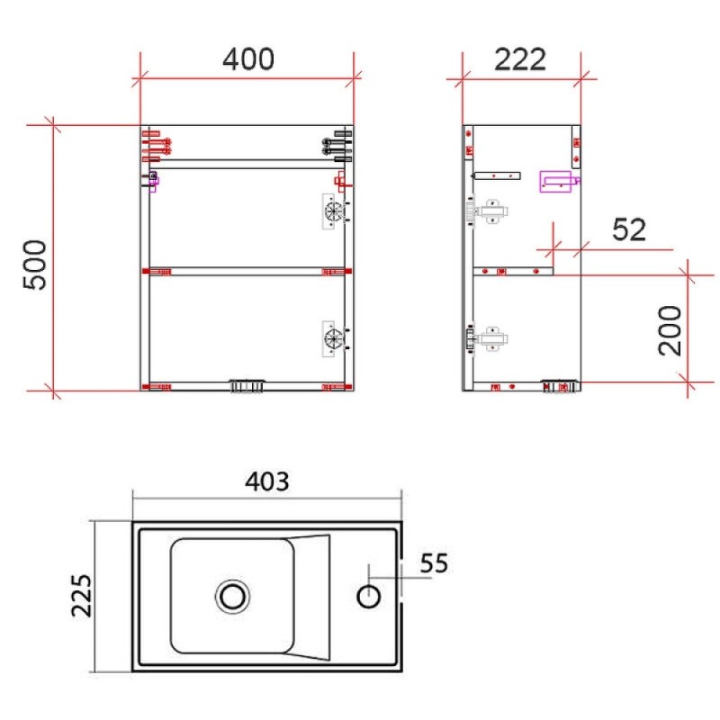 Тумба под раковину Art&Max Family-400-1D-SO-PB, 40 x 22.5 x 59.5 см подвесная, бежевый