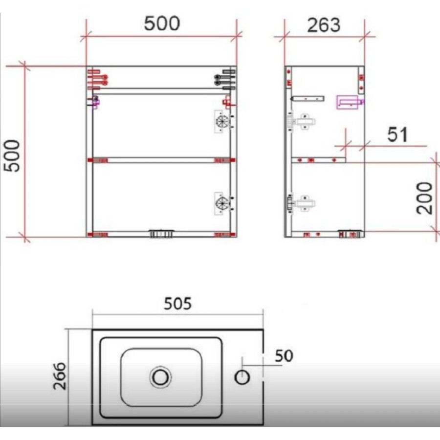 Тумба под раковину Art&Max Family-500-1D-SO-CV, 50 см, подвесная, цвет Cemento Veneto