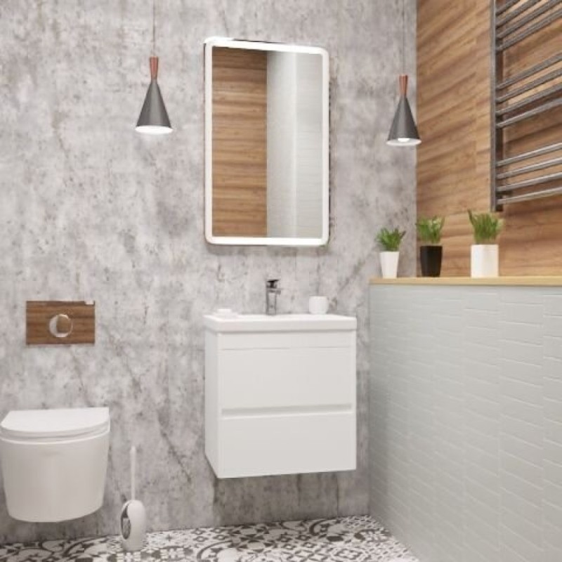 Тумба под раковину Art&Max Family 50 см подвесная, белый глянцевый, Family-500-2C-SO-BL