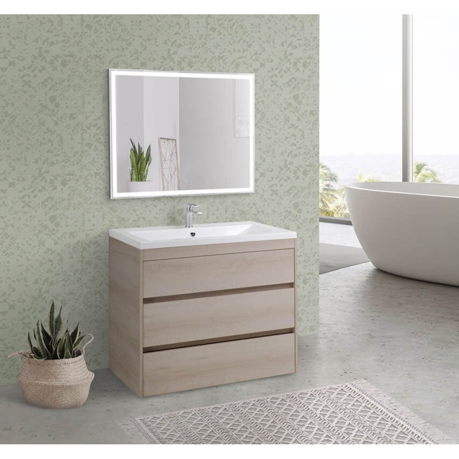 Тумба под раковину Art&Max Family-750-3C-PIA-PB, 75 x 47 x 84.5 см, напольная, со встроенной ступенькой для детей, бежевый (Pino Bianco)
