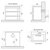 Тумба под раковину Art&Max Family-900-3C-PIA-PB, 90 x 47 x 84.5 см напольная, бежевый (Pino Bianco)