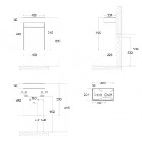 Тумба под раковину Art&Max Family 40 см подвесная, цвет Harbor golden, Family-M-400-1D-SO-HG