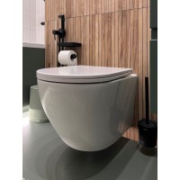 BOND FI12-10+APB144 Унитаз подвесной безободковый Торнадо с инсталляцией, микролифт, кнопка черная